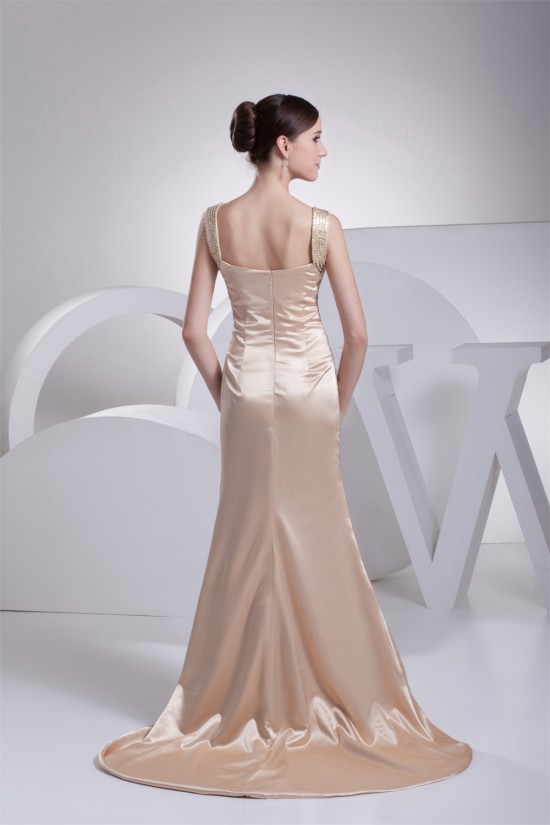 Trumpet/Mermaid Silk like Satin Brush Sweep Train Beaded Prom/Formal Evening Dresses 02020382 Trumpet/Mermaid Silk like Satin Brush Sweep Train Beaded Prom/Formal Evening Dresses 02020382