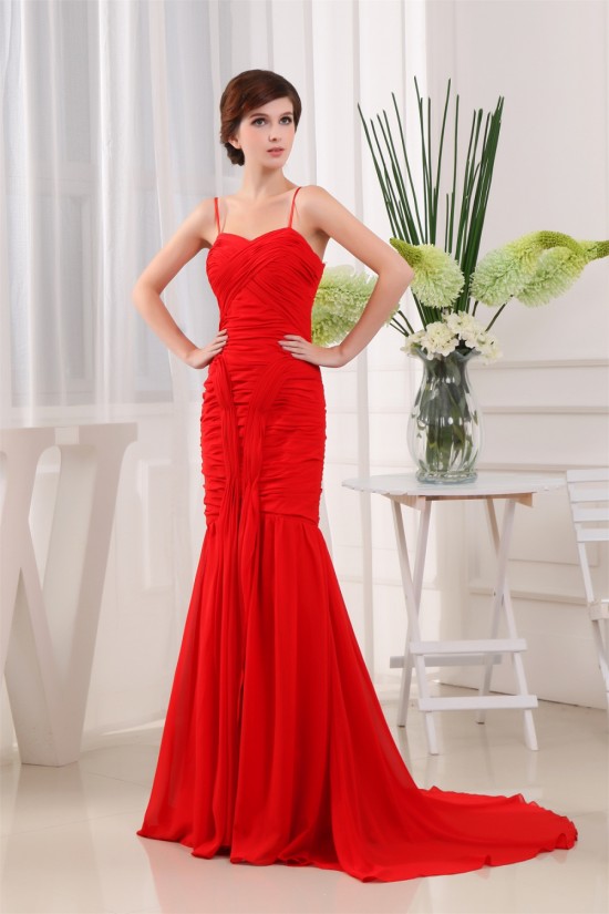Mermaid/Trumpet Spaghetti Straps Sleeveless Long Red Prom/Formal Evening Dresses 02020396 Mermaid/Trumpet Spaghetti Straps Sleeveless Long Red Prom/Formal Evening Dresses 02020396