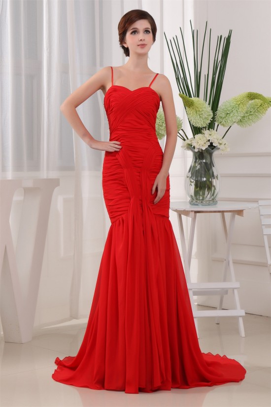 Mermaid/Trumpet Spaghetti Straps Sleeveless Long Red Prom/Formal Evening Dresses 02020396 Mermaid/Trumpet Spaghetti Straps Sleeveless Long Red Prom/Formal Evening Dresses 02020396