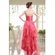 High Low Strapless Beading Asymmetrical Organza Prom/Formal Evening Dresses 02020402