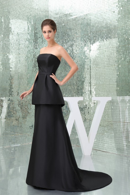 A-Line Strapless Brush Sweep Train Long Black Prom/Formal Evening Bridesmaid Dresses 02020404 A-Line Strapless Brush Sweep Train Long Black Prom/Formal Evening Bridesmaid Dresses 02020404