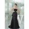 A-Line Strapless Brush Sweep Train Long Black Prom/Formal Evening Bridesmaid Dresses 02020404