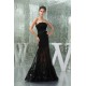 Elegant Strapless Sleeveless Floor-Length Chiffon Lace Long Black Prom/Formal Evening Dresses 02020411