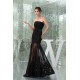 Elegant Strapless Sleeveless Floor-Length Chiffon Lace Long Black Prom/Formal Evening Dresses 02020411