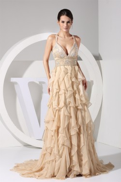 Sheath/Column Beaded Straps Chiffon Prom/Formal Evening Dresses 02020418