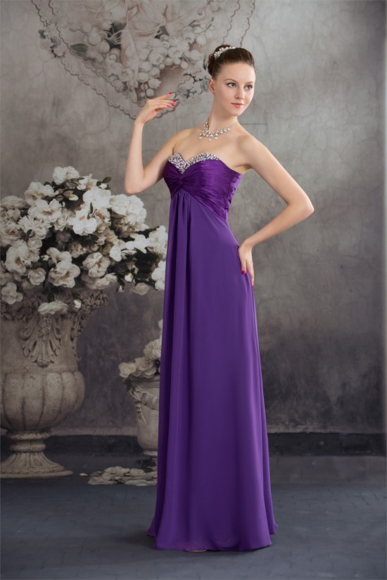 Empire Sweetheart Chiffon Silk like Satin Long Purple Beading Prom/Formal Evening Dresses 02020429 Empire Sweetheart Chiffon Silk like Satin Long Purple Beading Prom/Formal Evening Dresses 02020429