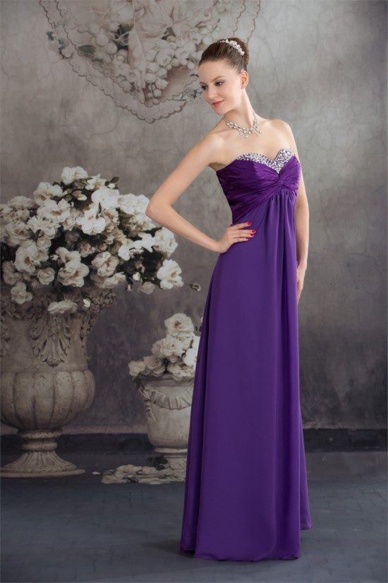 Empire Sweetheart Chiffon Silk like Satin Long Purple Beading Prom/Formal Evening Dresses 02020429 Empire Sweetheart Chiffon Silk like Satin Long Purple Beading Prom/Formal Evening Dresses 02020429
