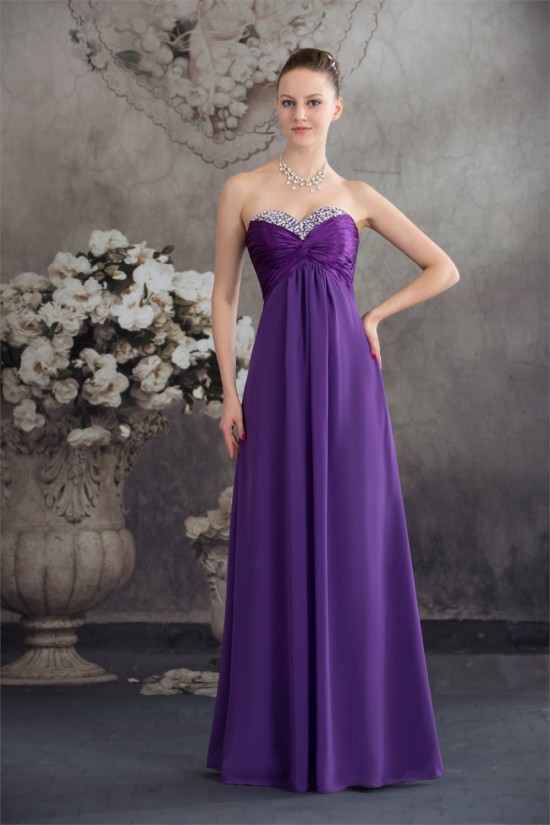 Empire Sweetheart Chiffon Silk like Satin Long Purple Beading Prom/Formal Evening Dresses 02020429 Empire Sweetheart Chiffon Silk like Satin Long Purple Beading Prom/Formal Evening Dresses 02020429