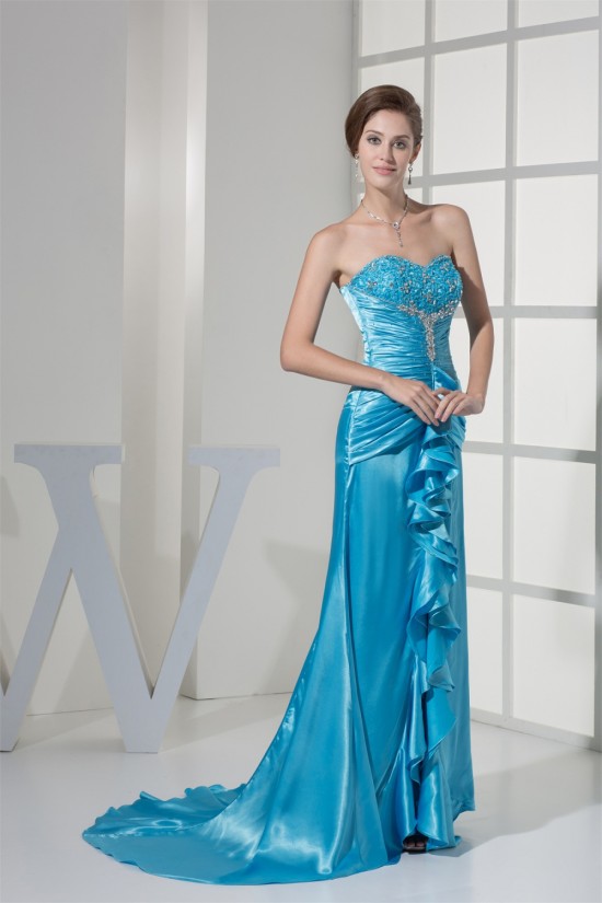 Sweetheart Ruched Elastic Woven Satin Puddle Train Prom/Formal Evening Dresses 02020434 Sweetheart Ruched Elastic Woven Satin Puddle Train Prom/Formal Evening Dresses 02020434