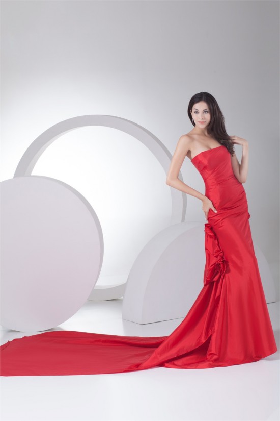 Trumpet/Mermaid Taffeta Sleeveless Handmade Flowers Prom/Formal Evening Dresses 02020446 Trumpet/Mermaid Taffeta Sleeveless Handmade Flowers Prom/Formal Evening Dresses 02020446