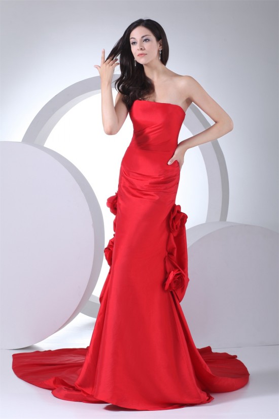 Trumpet/Mermaid Taffeta Sleeveless Handmade Flowers Prom/Formal Evening Dresses 02020446 Trumpet/Mermaid Taffeta Sleeveless Handmade Flowers Prom/Formal Evening Dresses 02020446