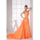 A-Line V-Neck Sleeveless Ruffles Brush Sweep Train Prom/Formal Evening Dresses 02020449