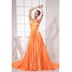 A-Line V-Neck Sleeveless Ruffles Brush Sweep Train Prom/Formal Evening Dresses 02020449