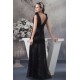 Sheath/Column V-Neck Beaded Long Black Prom/Formal Evening Dresses 02020453