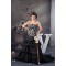 A-Line Strapless Satin Taffeta Lace Handmade Flowers Prom/Formal Evening Dresses 02020465