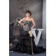 A-Line Strapless Satin Taffeta Lace Handmade Flowers Prom/Formal Evening Dresses 02020465