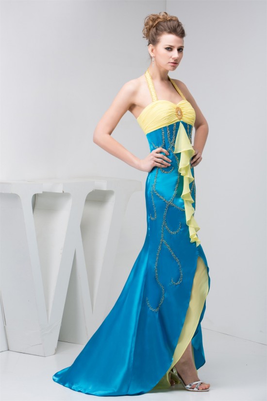 Trumpet/Mermaid Beading Brush Sweep Train Halter Prom/Formal Evening Dresses 02020474 Trumpet/Mermaid Beading Brush Sweep Train Halter Prom/Formal Evening Dresses 02020474