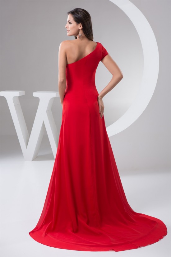 Beading Chiffon Brush Sweep Train Sheath/Column One-Shoulder Evening Bridesmaid Dresses 02020477 Beading Chiffon Brush Sweep Train Sheath/Column One-Shoulder Evening Bridesmaid Dresses 02020477