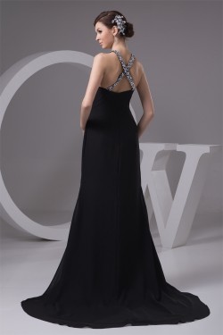 Chiffon Sweetheart Sleeveless Long Black Prom/Formal Evening Dresses 02020510