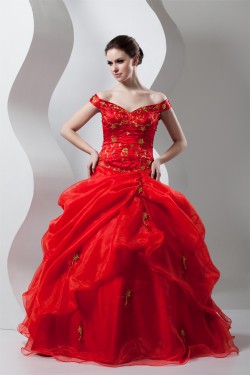 Floor-Length Ball Gown Off-the-Shoulder Organza Prom/Formal Evening Dresses 02020514