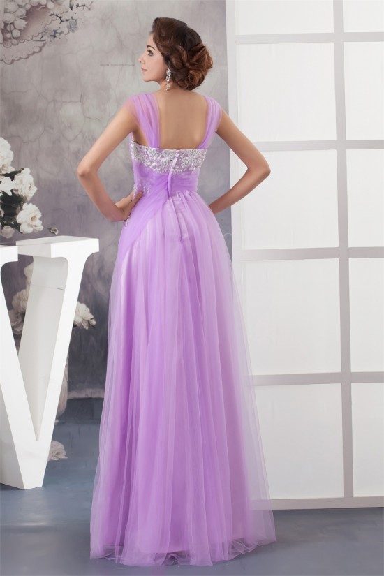 Floor-Length Straps Beading Fine Netting Long Purple Prom/Formal Evening Dresses 02020526 Floor-Length Straps Beading Fine Netting Long Purple Prom/Formal Evening Dresses 02020526