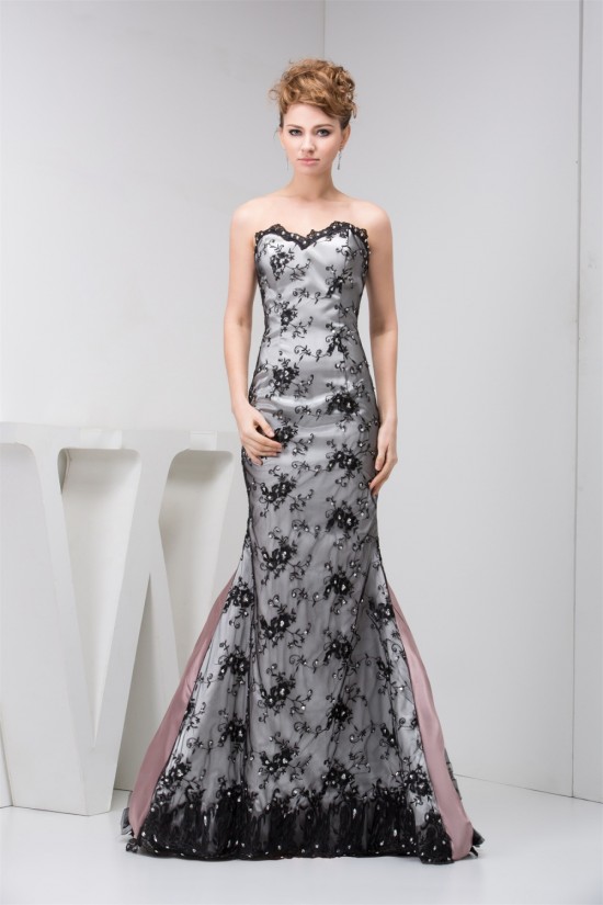 Mermaid/Trumpet Sleeveless Lace Fine Netting Prom/Formal Evening Dresses 02020537 Mermaid/Trumpet Sleeveless Lace Fine Netting Prom/Formal Evening Dresses 02020537