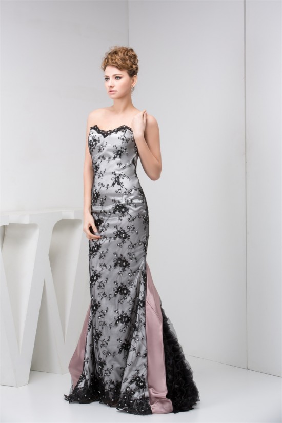 Mermaid/Trumpet Sleeveless Lace Fine Netting Prom/Formal Evening Dresses 02020537 Mermaid/Trumpet Sleeveless Lace Fine Netting Prom/Formal Evening Dresses 02020537