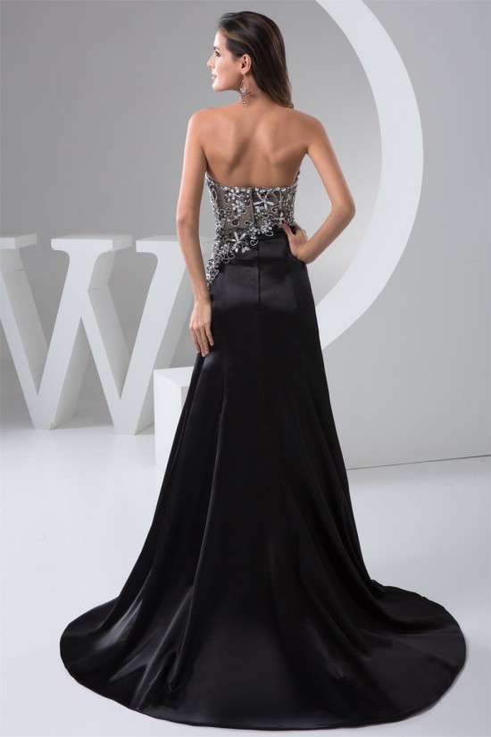 A-Line Sweetheart Brush Sweep Train Long Black Prom/Formal Evening Dresses 02020549 A-Line Sweetheart Brush Sweep Train Long Black Prom/Formal Evening Dresses 02020549