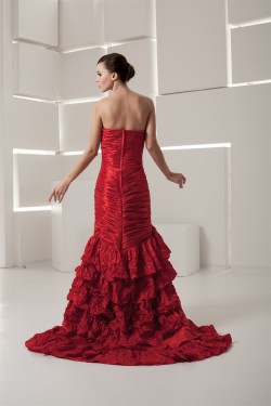 Satin Taffeta Handmade Flowers Sleeveless Prom/Formal Evening Dresses 02020551