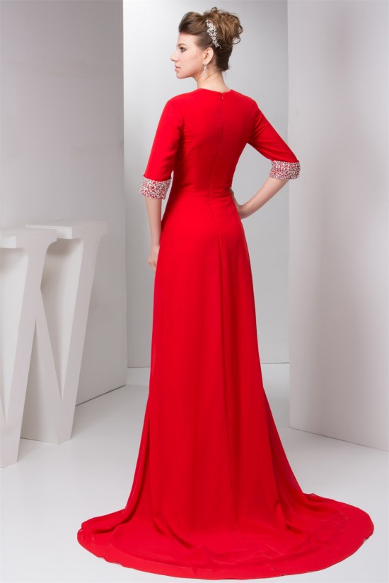 Sheath/Column Half Elbow Length V-Neck Prom/Formal Evening Dresses 02020559 Sheath/Column Half Elbow Length V-Neck Prom/Formal Evening Dresses 02020559