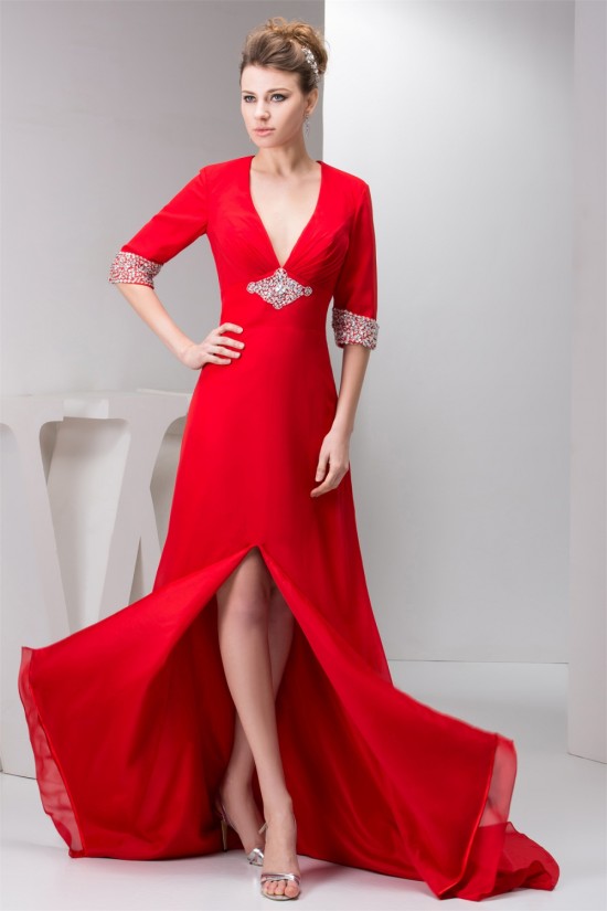 Sheath/Column Half Elbow Length V-Neck Prom/Formal Evening Dresses 02020559 Sheath/Column Half Elbow Length V-Neck Prom/Formal Evening Dresses 02020559