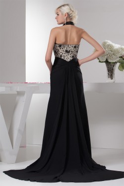 Sleeveless Chiffon Lace Silk like Satin Prom/Formal Evening Dresses 02020578