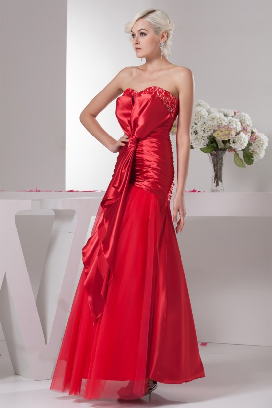 Sleeveless Ruffles A-Line Sweetheart Lace Fine Netting Prom/Formal Evening Dresses 02020588