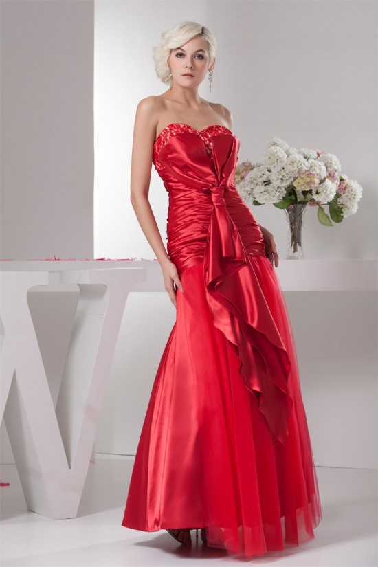 Sleeveless Ruffles A-Line Sweetheart Lace Fine Netting Prom/Formal Evening Dresses 02020588