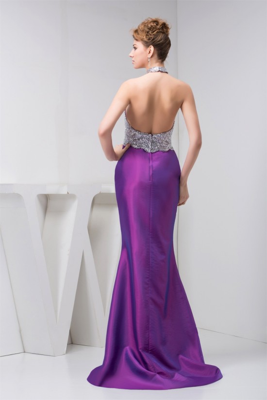 Split Front Taffeta Sleeveless Halter Mermaid/Trumpet Mother of the Bride Dresses 02020593 Split Front Taffeta Sleeveless Halter Mermaid/Trumpet Mother of the Bride Dresses 02020593