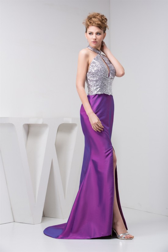 Split Front Taffeta Sleeveless Halter Mermaid/Trumpet Mother of the Bride Dresses 02020593 Split Front Taffeta Sleeveless Halter Mermaid/Trumpet Mother of the Bride Dresses 02020593