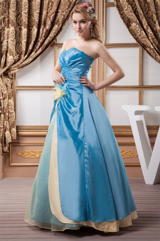 Sweetheart Ruched Satin Organza Silk like Satin Prom/Formal Evening Dresses 02020599