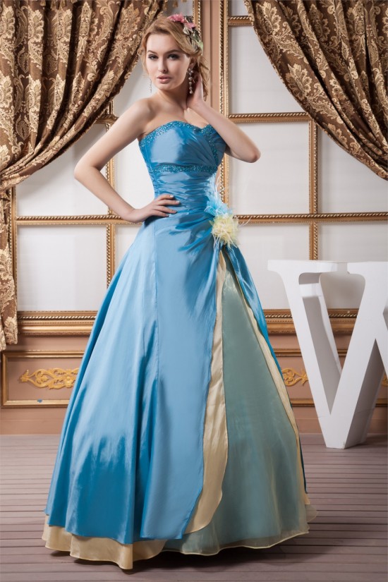 Sweetheart Ruched Satin Organza Silk like Satin Prom/Formal Evening Dresses 02020599
