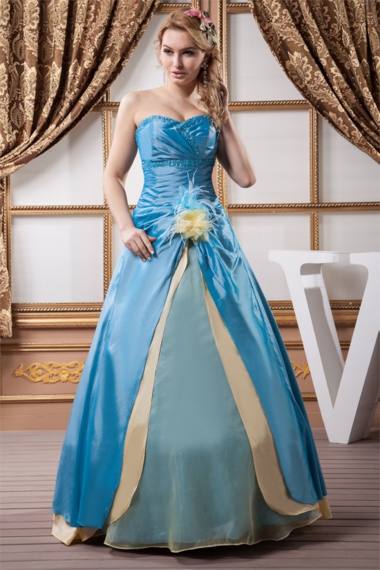 Sweetheart Ruched Satin Organza Silk like Satin Prom/Formal Evening Dresses 02020599