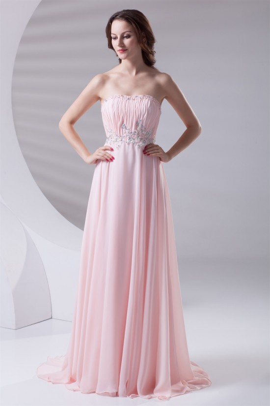 A-Line Strapless Beaded Long Pink Prom Evening Formal Bridesmaid Dresses 02020613 A-Line Strapless Beaded Long Pink Prom Evening Formal Bridesmaid Dresses 02020613