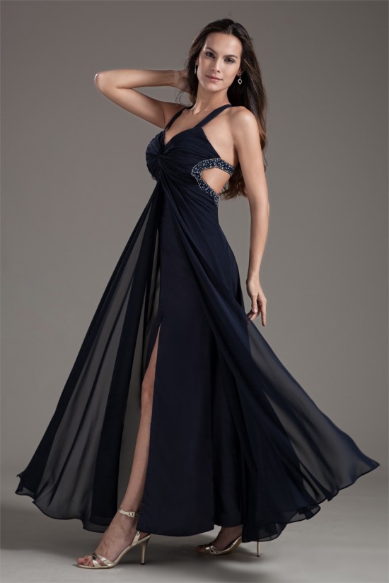Ankle-Length A-Line Ruffles Chiffon Silk like Satin Prom/Formal Evening Dresses 02020641 Ankle-Length A-Line Ruffles Chiffon Silk like Satin Prom/Formal Evening Dresses 02020641