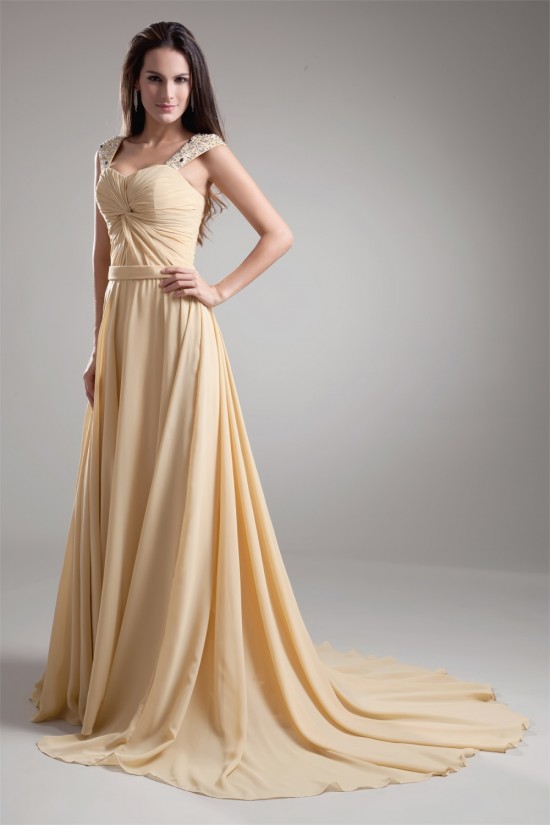 A-Line Straps Beading Sleeveless Chiffon Prom/Formal Evening Dresses 02020670 A-Line Straps Beading Sleeveless Chiffon Prom/Formal Evening Dresses 02020670