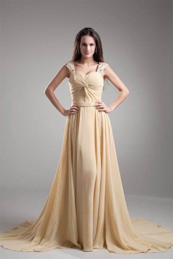 A-Line Straps Beading Sleeveless Chiffon Prom/Formal Evening Dresses 02020670 A-Line Straps Beading Sleeveless Chiffon Prom/Formal Evening Dresses 02020670