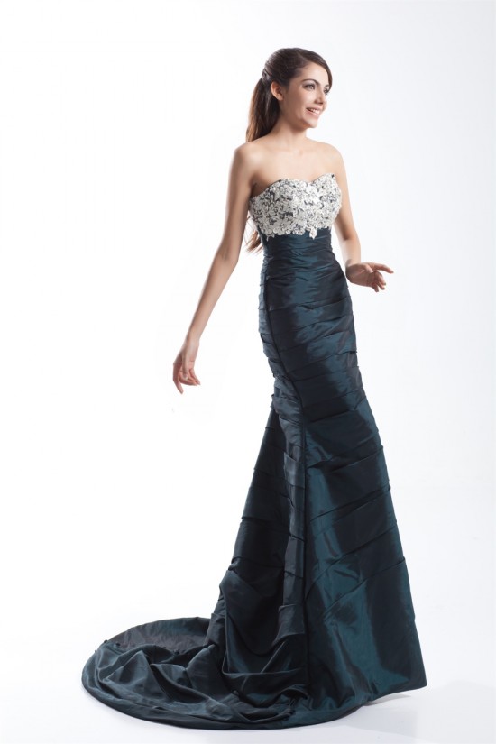 Trumpet/Mermaid Beading Sleeveless Taffeta Soft Sweetheart Prom/Formal Evening Dresses 02020677