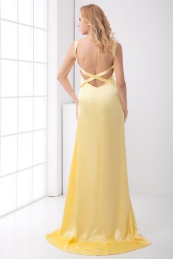 Brush Sweep Train A-Line V-Neck Criss Cross Prom/Formal Evening Dresses 02020687