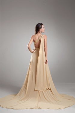 A-Line Beaded One-Shoulder Court Train Prom/Formal Evening Dresses 02020697