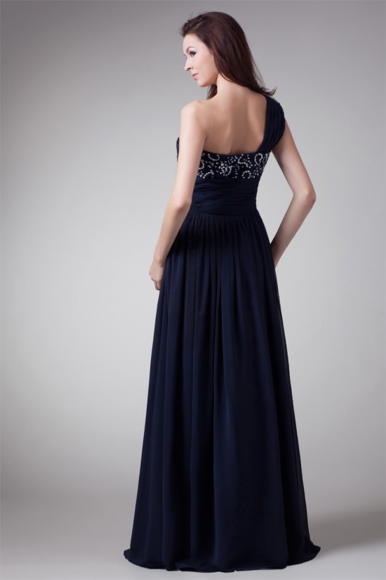 A-Line One-Shoulder Chiffon Floor-Length Prom/Formal Evening Dresses 02020703