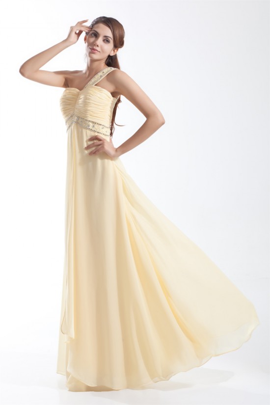 Chiffon Silk like Satin Floor-Length One-Shoulder Prom/Formal Evening Dresses 02020711 Chiffon Silk like Satin Floor-Length One-Shoulder Prom/Formal Evening Dresses 02020711