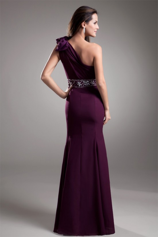 Trumpet/Mermaid Beading One-Shoulder Chiffon Prom/Formal Evening Dresses 02020730 Trumpet/Mermaid Beading One-Shoulder Chiffon Prom/Formal Evening Dresses 02020730
