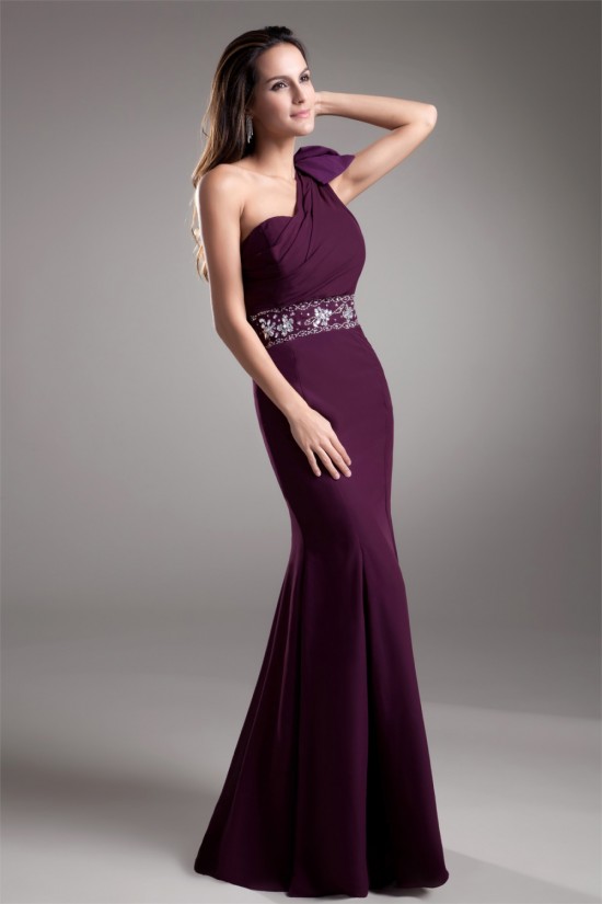 Trumpet/Mermaid Beading One-Shoulder Chiffon Prom/Formal Evening Dresses 02020730 Trumpet/Mermaid Beading One-Shoulder Chiffon Prom/Formal Evening Dresses 02020730